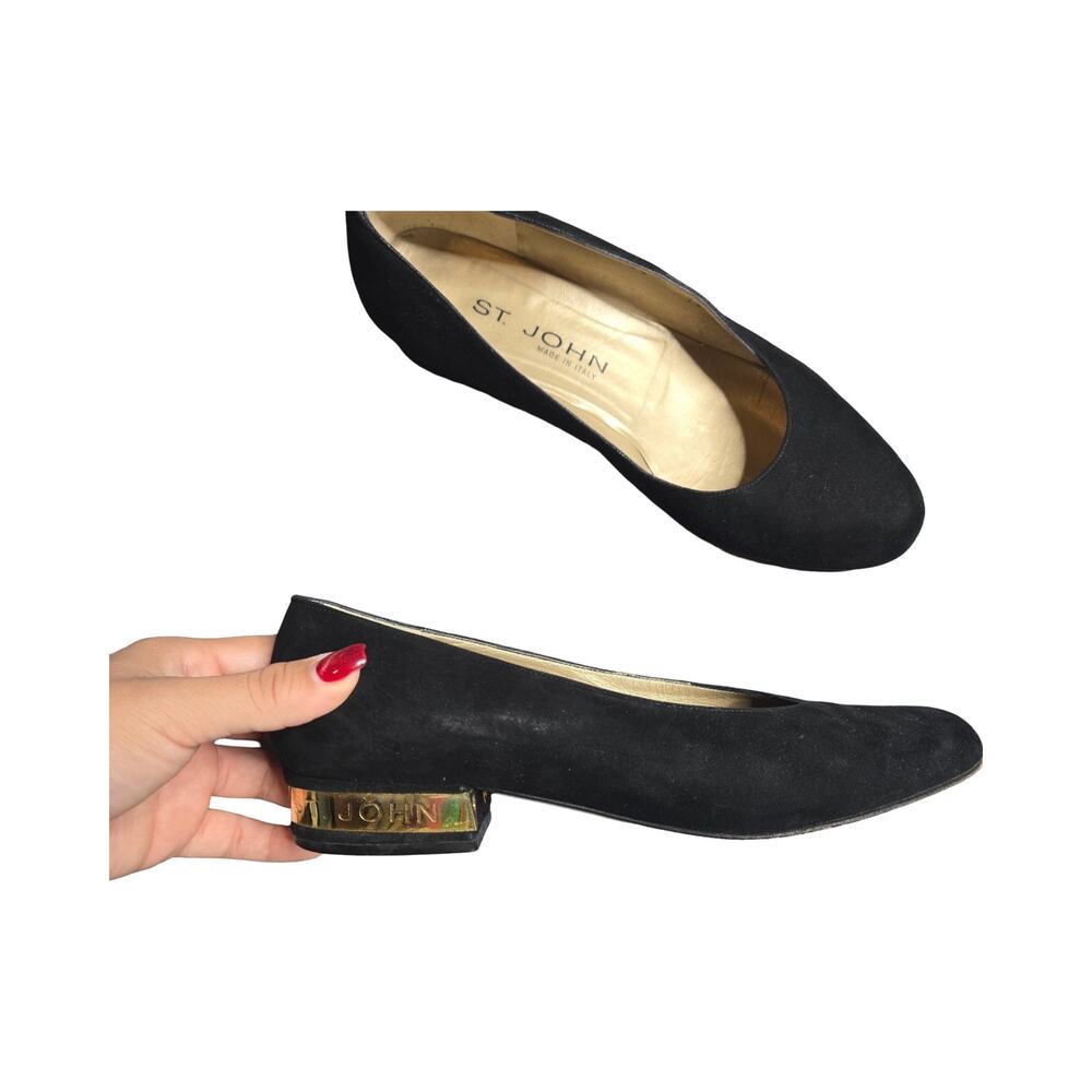 St.John‎ Vintage Womens Black Suede Shoes Pumps Made In Italy Size: 7.5